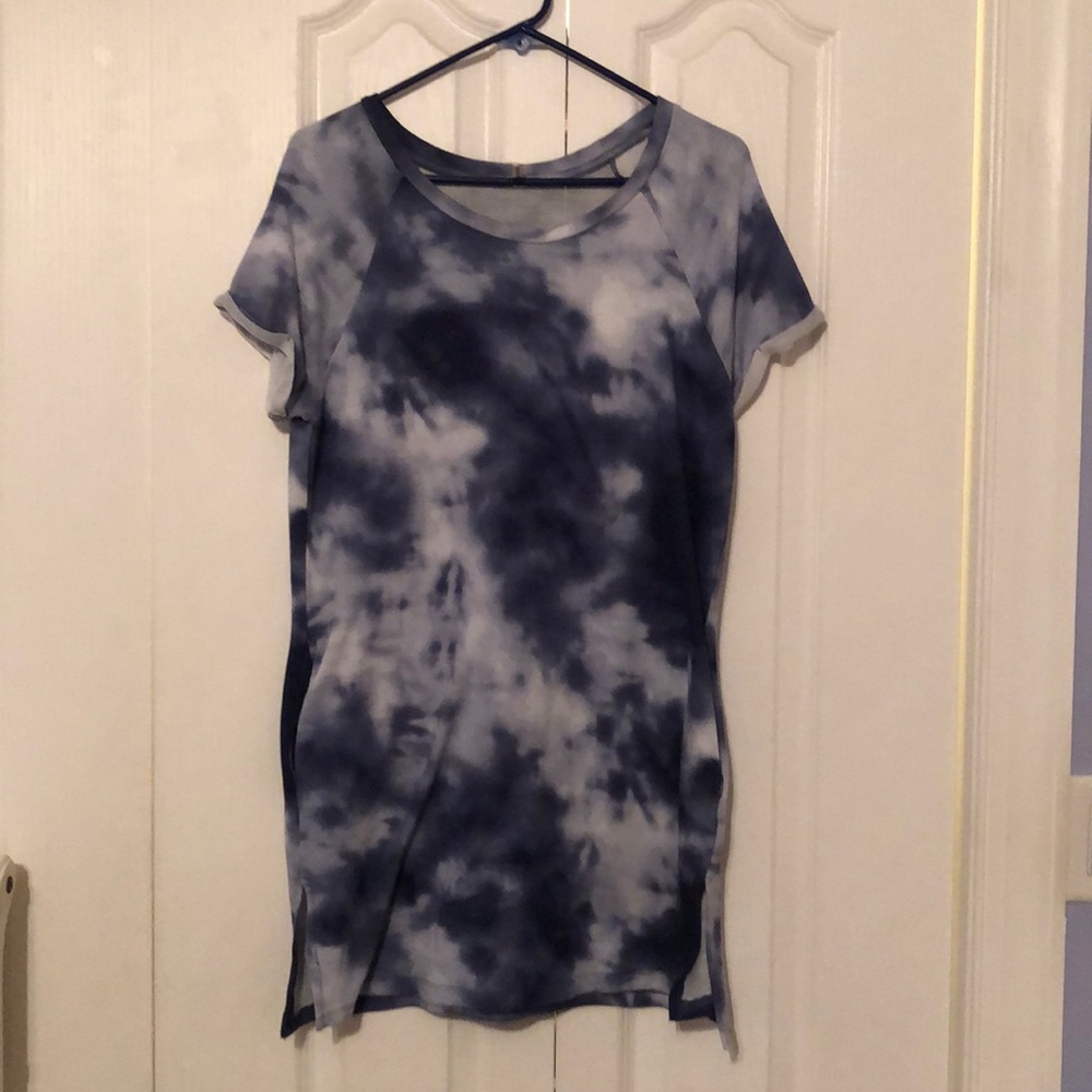 Dark Blue Tye Dye Dress/Coverup with pockets